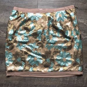 Floral Sequin Mini Skirt